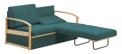 RO - R pohovka rozkládací, dřevěná, látka BORA 57 - látka tyrkysová